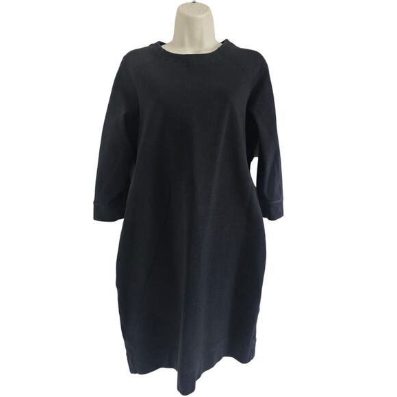 Lululemon Rite Time Mini Sweatshirt Dress Black Size-10 3/4 Sleeve Athleisure - Picture 2 of 10